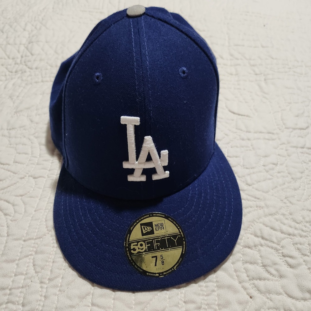 New Era 59FIFTY LA Dodgers Hat Size 7 5/8 Blue Fitted Kobe Bryant Tribute 8 24